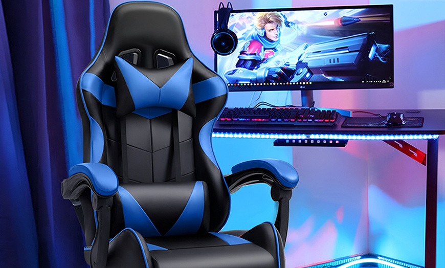 Image 8: Sedia da gaming ergonomica con poggiapiedi