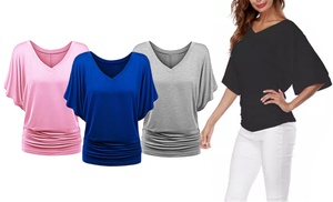 Women‘s V-Neck Batwing Top