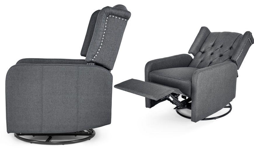 Image 14: Manual Swivel Fabric Recliner Chair