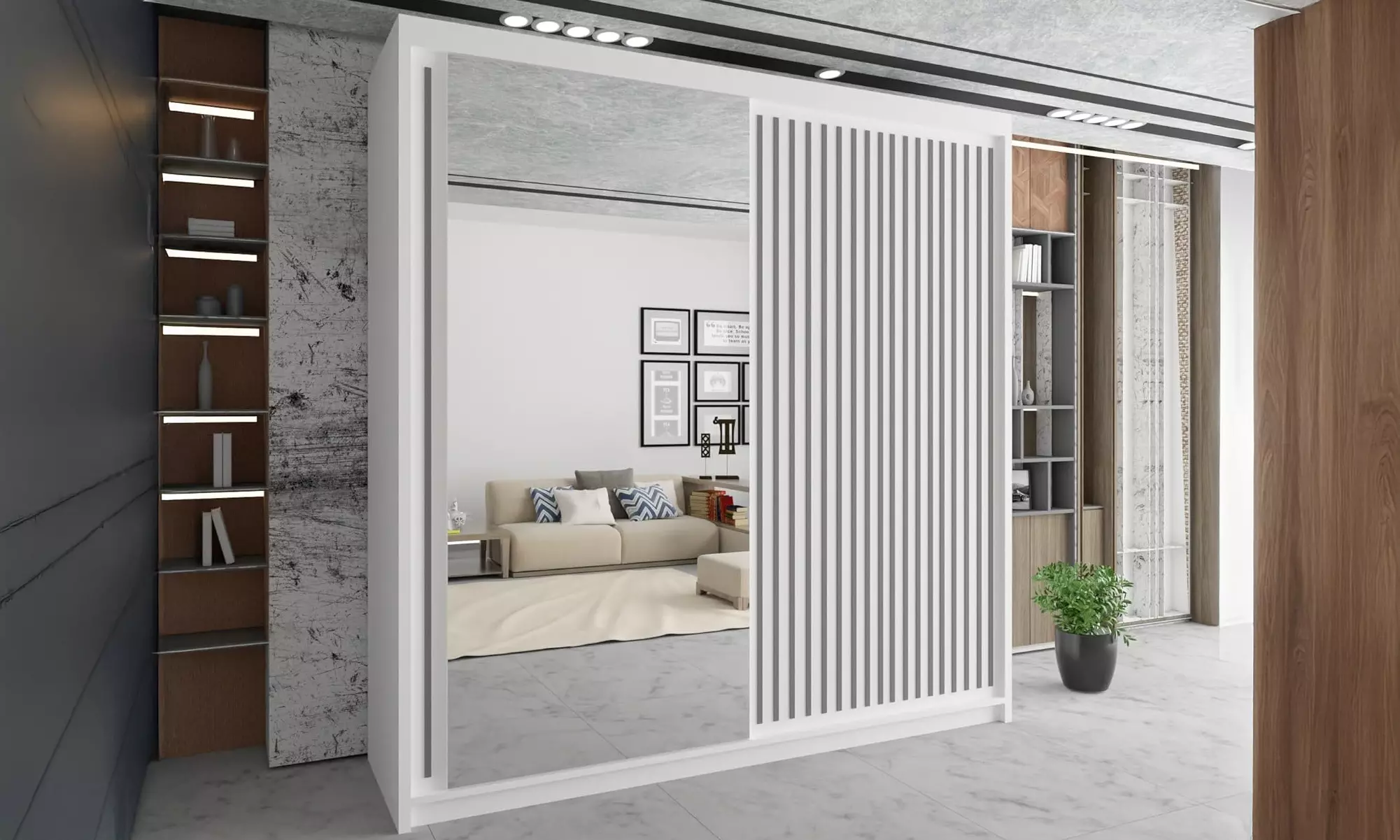 Roni Sliding Mirror Door Wardrobe