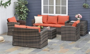  Outsunny Seven-Seater Outdoor Rattan-Effect Furniture Set 