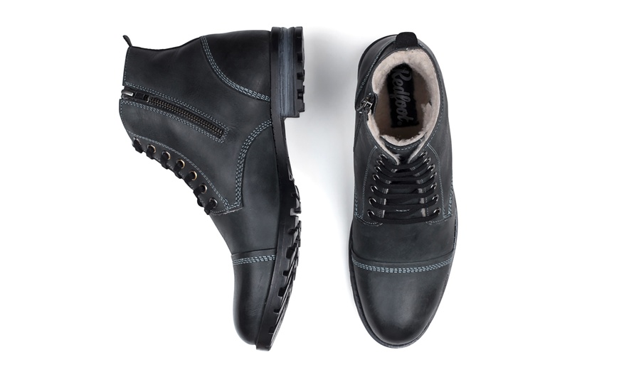 Image 21: Men's Fleece-Lined Leather Boots