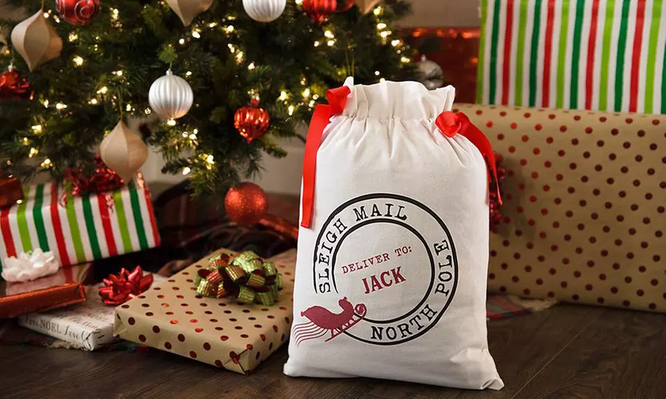 Personalized Drawstring Santa Gift Bags from Qualtry (Up to 87%) - Second Medium