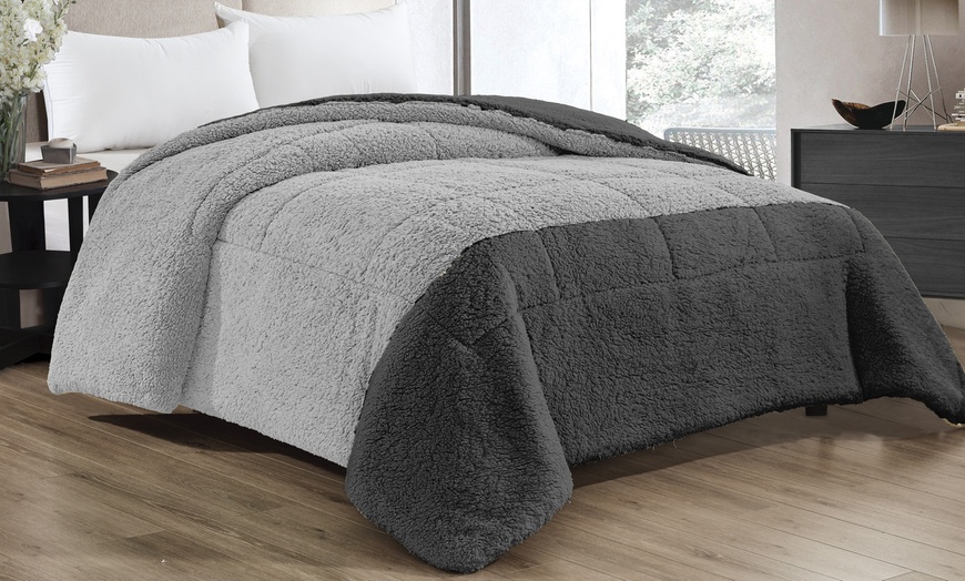 Image 5: Couette en flanelle Sherpa 250 x 250 cm