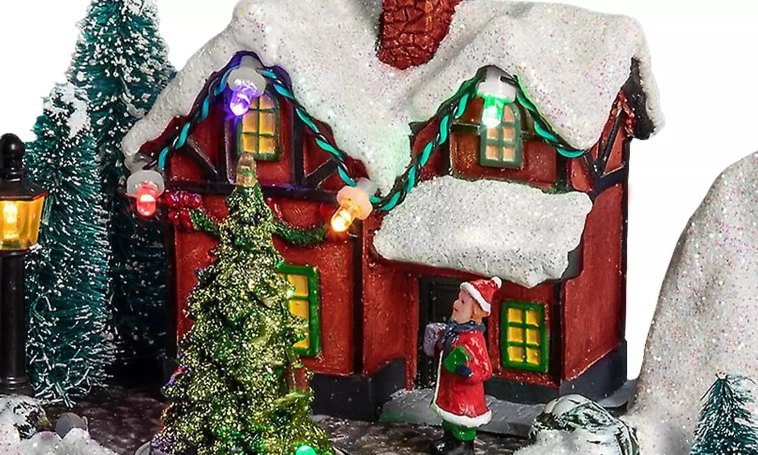 Weihnachtliche Szene mit Musik und Beleuchtung