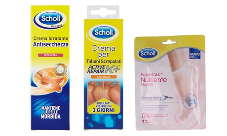Kit Scholl con 4 maschere per piedi e crema antisecchezza o crema talloni