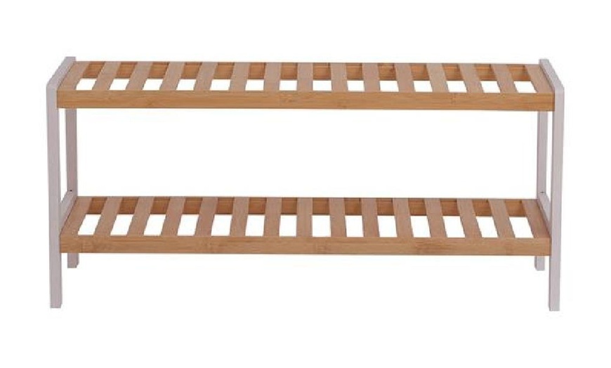 Image 8: Two-Tier Bamboo Shoe Rack