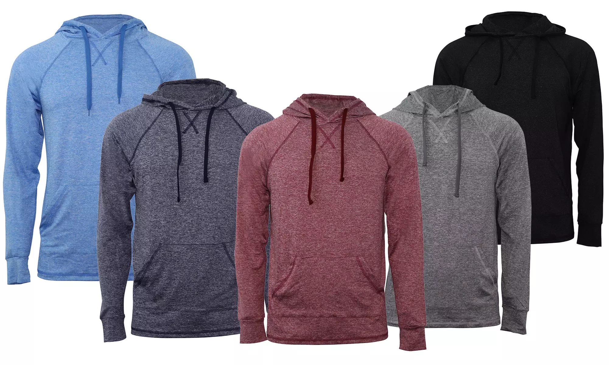 LeeHanTon Men's Marled Raglan Lightweight Hooded Pullover (S-2XL) - Primary Image