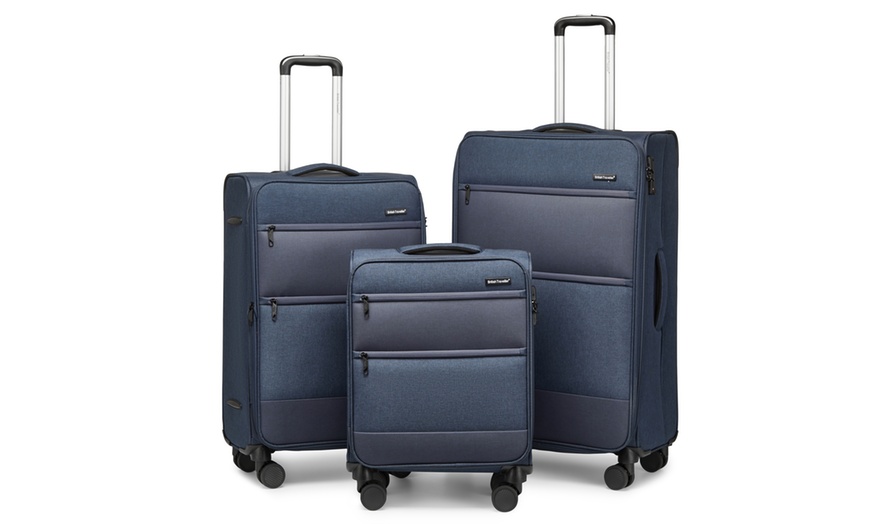 Image 2: Individual or 3 piece Soft Shell Suitcase Set