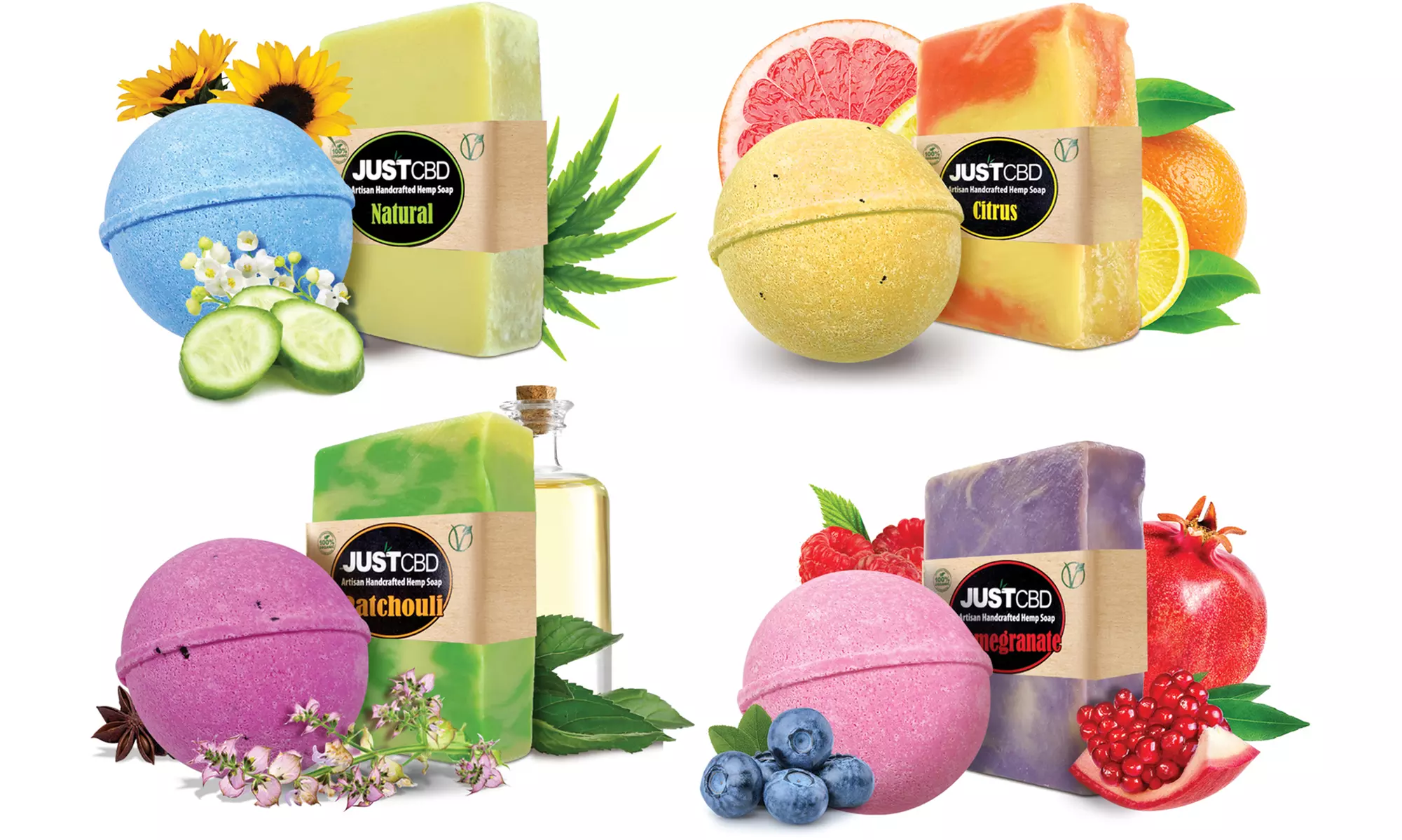 JustCBD Hemp Soap & CBD Bath Bomb Bundle - Primary Image