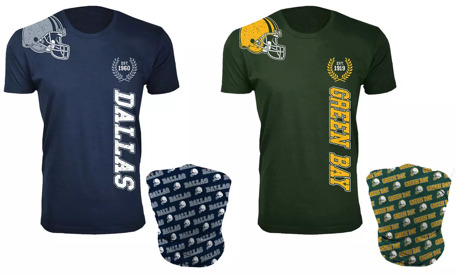 Men's Cotton Football Home Team T-Shirt with Matching Neck Gaiter - Primary Image