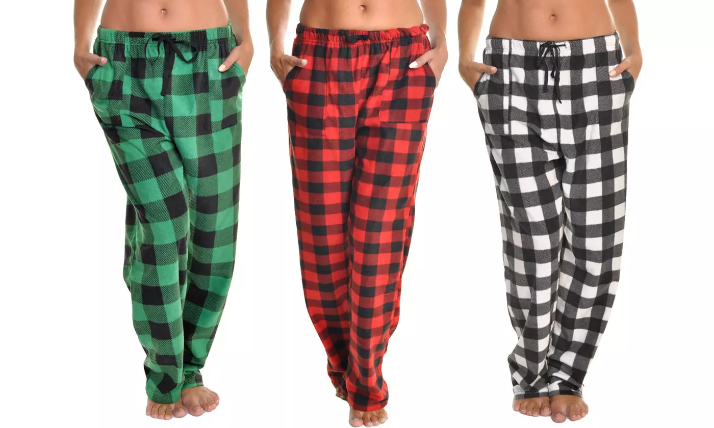 3-Pack Angelina Cozy Fleece Pajama Pants with 2 Front Pockets