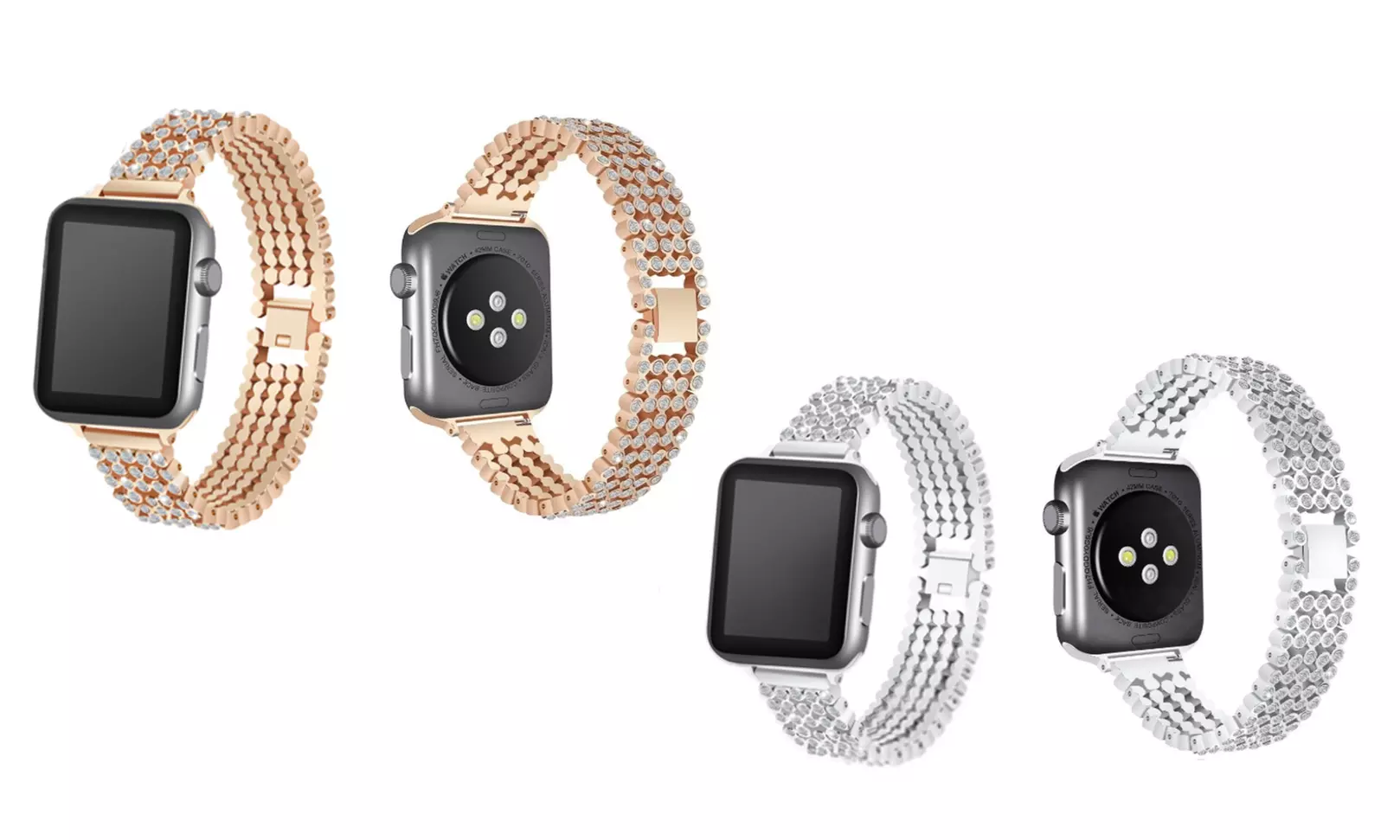 Rhinestone-Studded Metal Replacement Band for 38mm Apple Watch - Primary Image