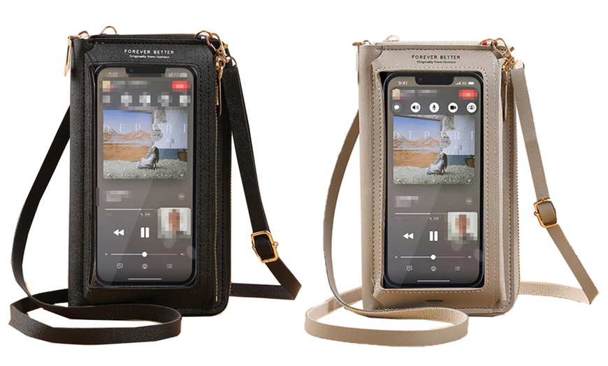 Image 25: Waterproof Crossbody Phone Bag with USB Charger Port