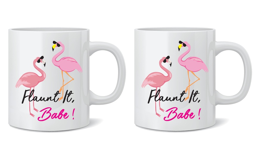 Image 14: One or Two Flamingo Print Mugs