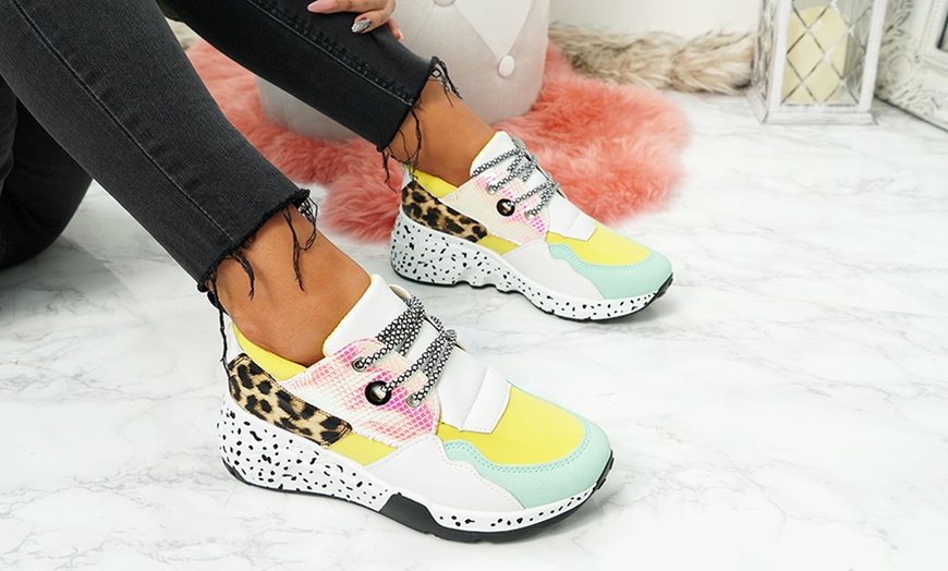 Image 9: Lace Up Animal Print Trainers