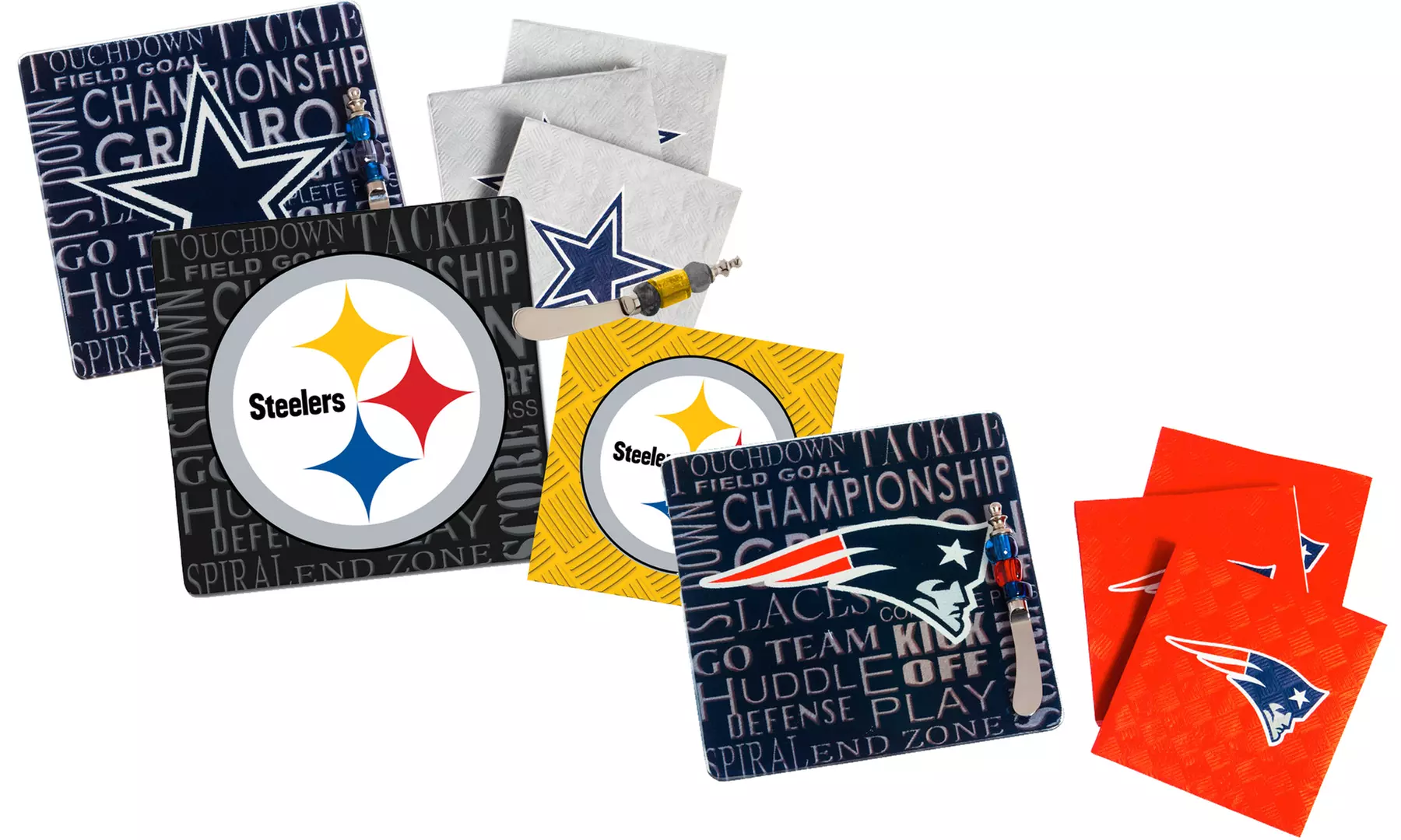 NFL Party Gift Set with 50 Napkins, Glass Cutting Board, and Spreader - Primary Image