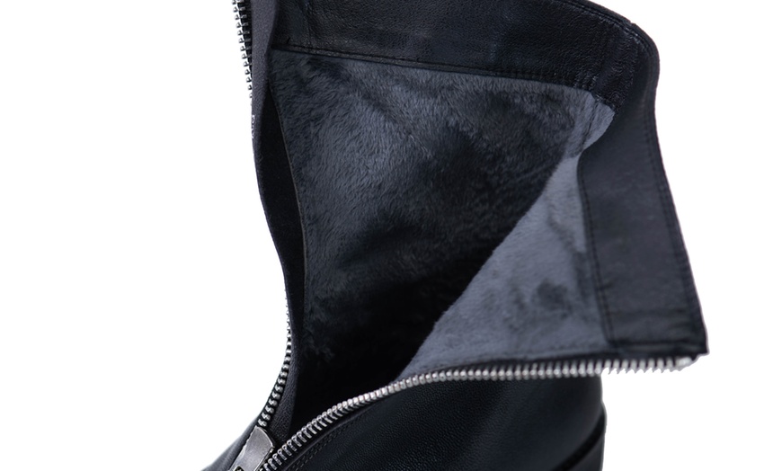 Image 19: Leather Zip Sheepskin Boots