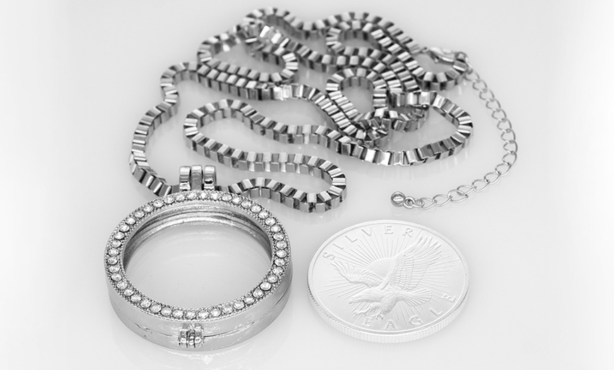 Silver eagle coin on sale necklace