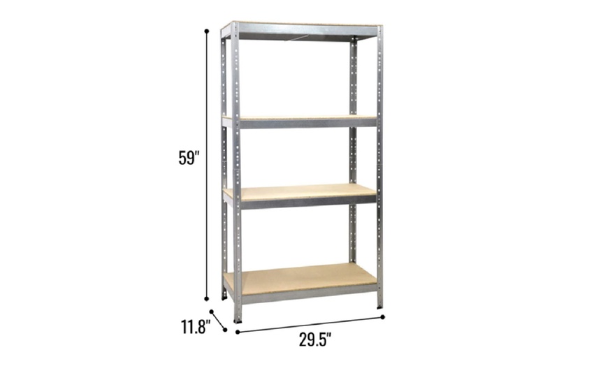 Image 5: Four-Tier Galvanized Metal Shelving Rack