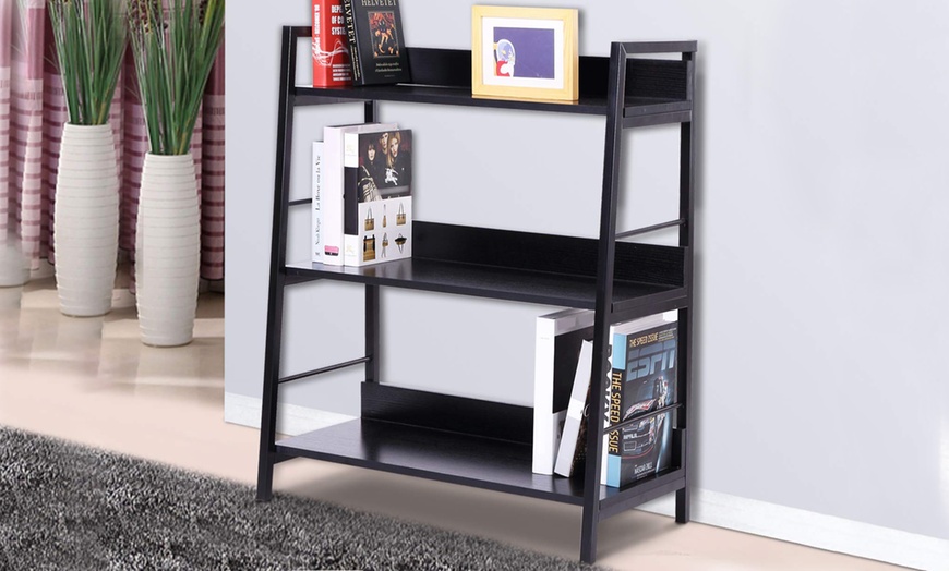 Image 1: HOMCOM Leaning Ladder Bookshelf