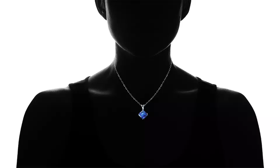 4.00 CTTW Sapphire and Diamond Pendant in Sterling Silver - Second Medium