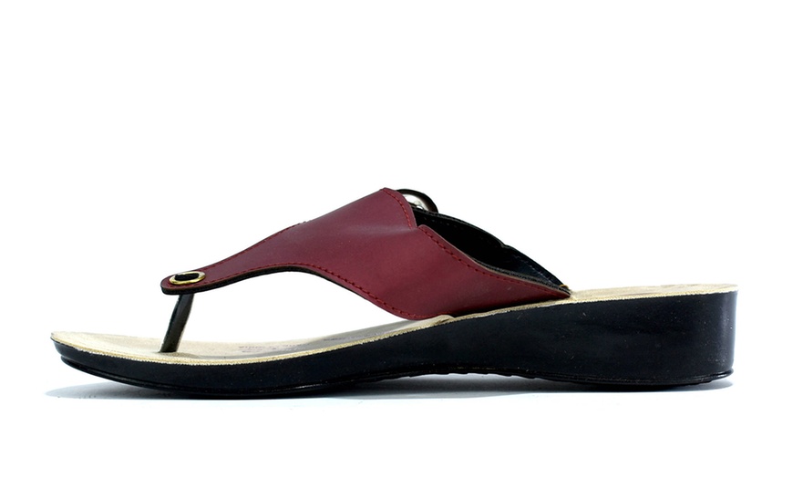 Image 20: Women's Low Wedge Flip Flops