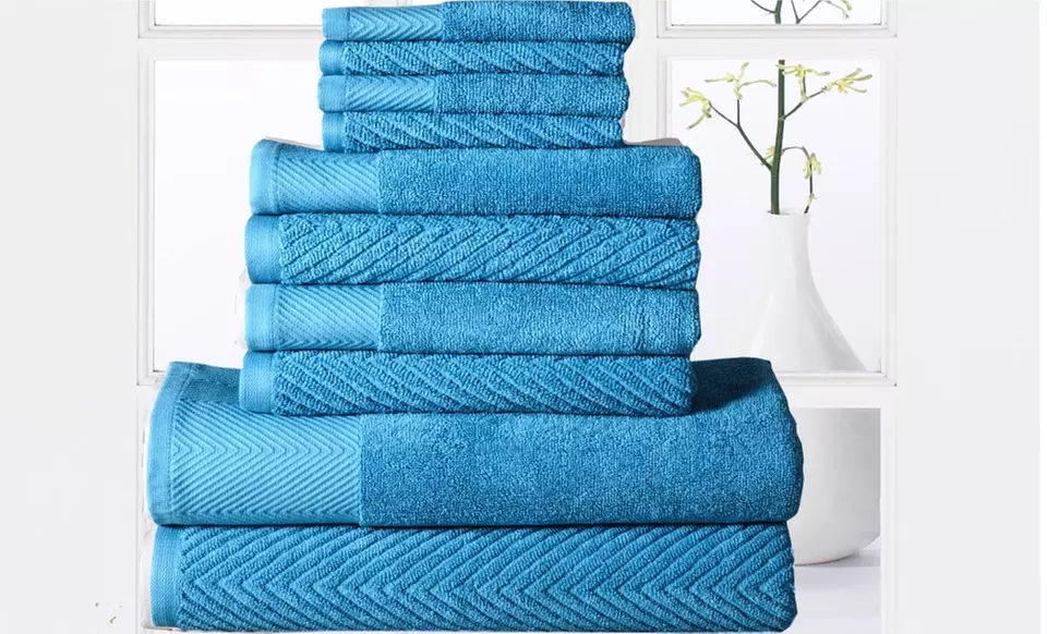 Elegance Spa 100% Egyptian Cotton 600GSM Chevron Towel Set (10-Piece) - Primary Image