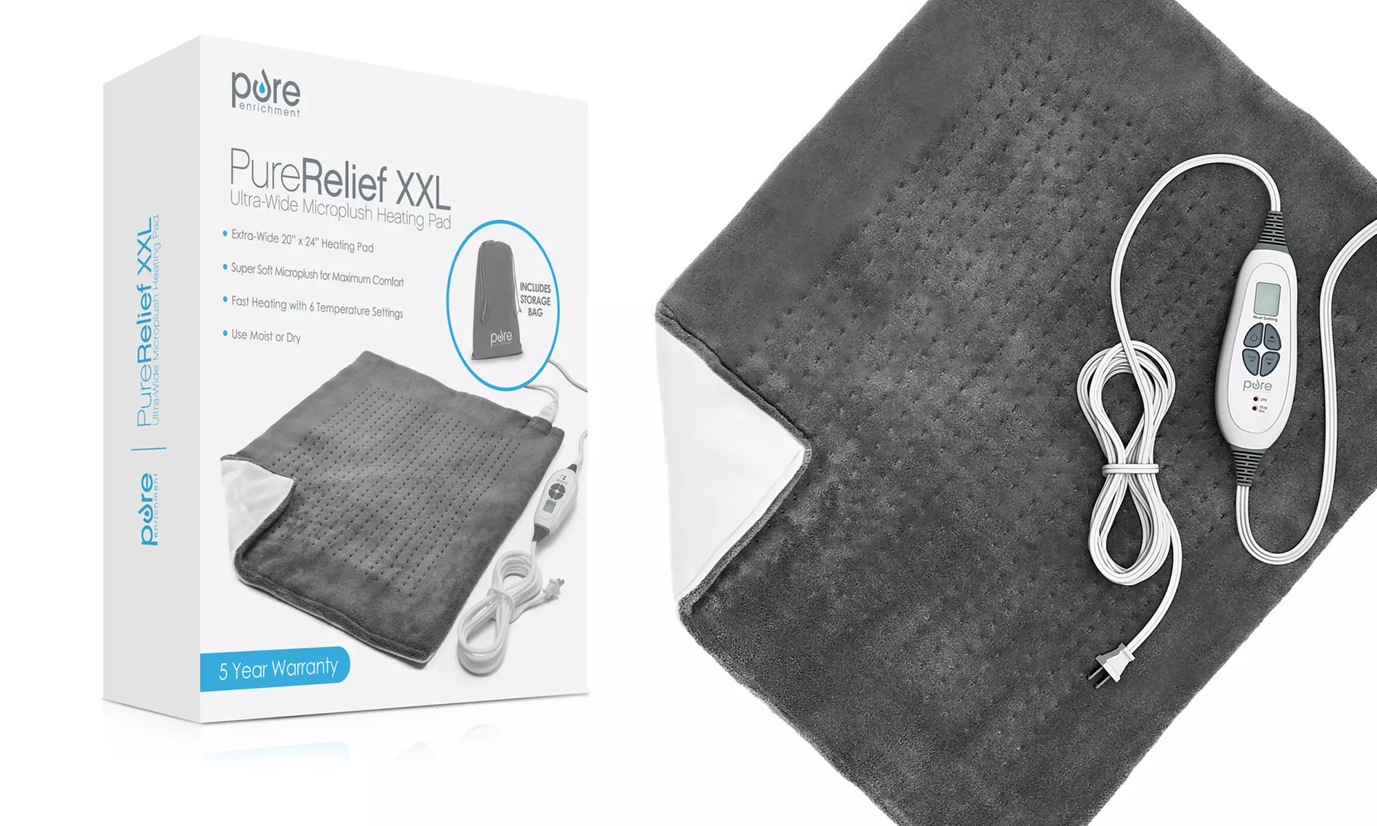 PureRelief XXL Ultra Wide Microplush Heating Pad - Primary Image