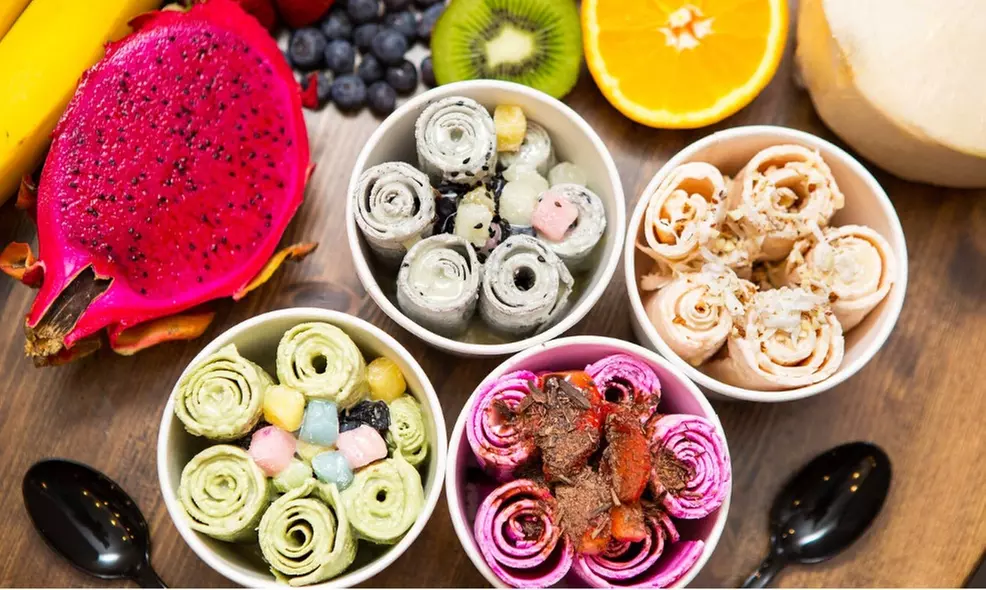 Two Small or Large Rolled Ice Cream Cups with Toppings at Freeze Style Ice Cream (Up to 24% Off) - Second Medium
