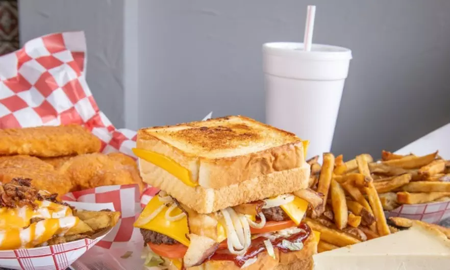 Gourmet Burger with Fries and Soft Drinks at Mad Mikes Burgers and Fries, Takeout or Dine-In (Up to 23% Off) - Second Medium