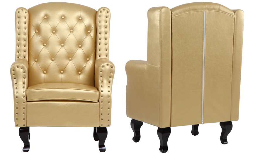 Image 10: Faux Leather Armchair and Footstool 