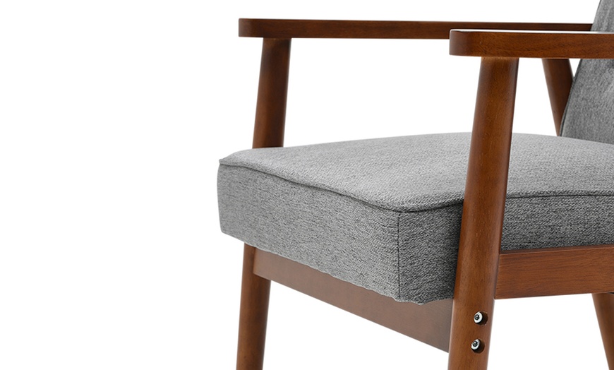 Image 6: Modern-Design Wood Frame Upholstered Lounge Chair