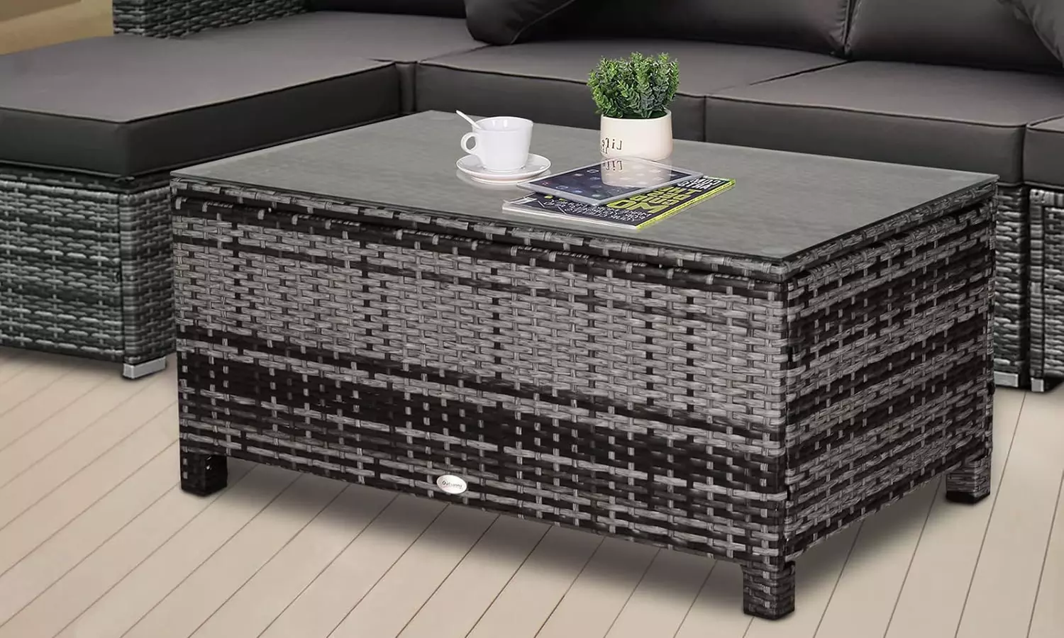Outsunny Rattan-Effect Outdoor Coffee Table