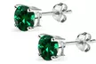 Paris Jewelry White Gold Plated Round 6mm Emerald Stud Earrings - Second Medium
