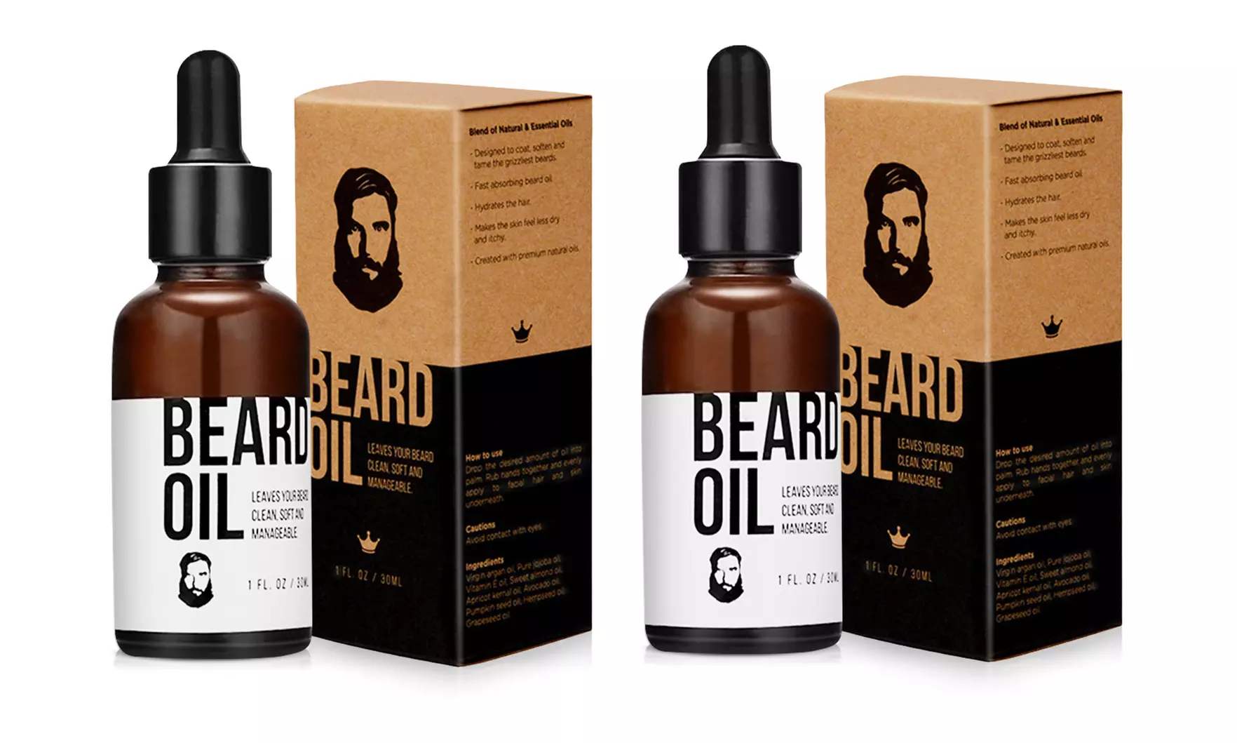 1 ou 2 huiles à barbe pures, 100 % naturelles, 30 ml - Image 2