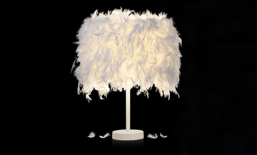 Image 4: Feather Bedside Table Lamp