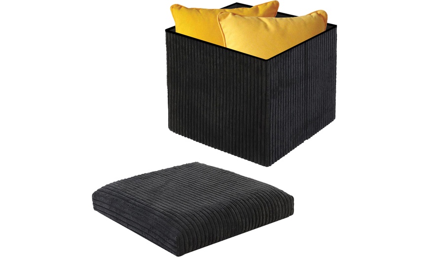 Image 4: Corduroy Storage Ottoman or Foldable Cube Footstool