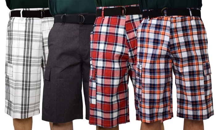 mens cotton plaid shorts