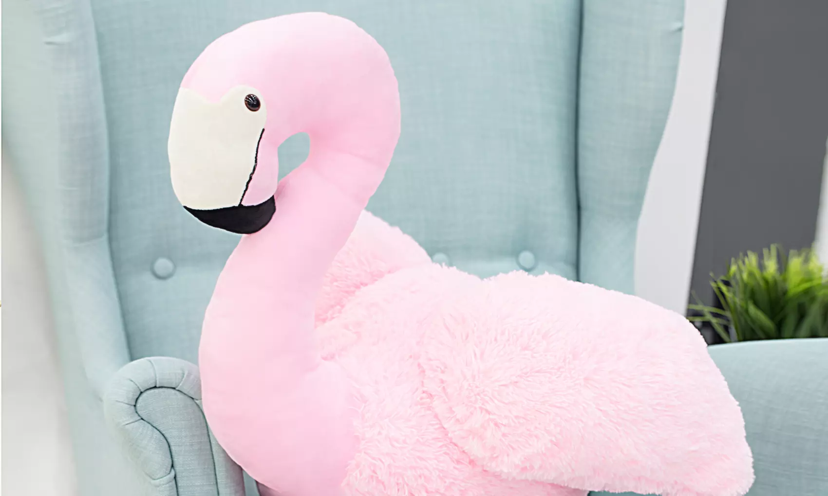 Peluche flamant rose en plumes véritables - Second Medium