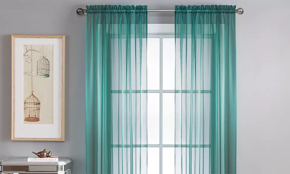 Wexley Home Sheer Voile 112"x84" Rod Pocket Window Panel Pair  - Primary Image