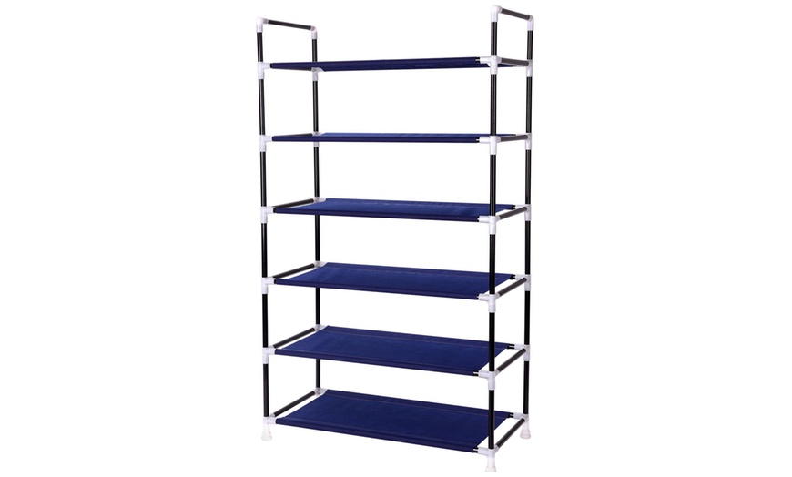 Image 12: Canvas Shelved Shoe Storage Unit