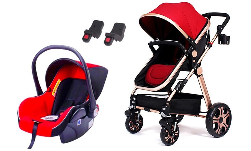 Image 1: Luxury Travel System with Stroller & Baby Car Seat