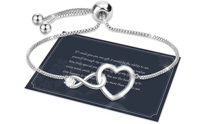  Silver Adjustable Infinity Heart Bracelet with Christmas Box 