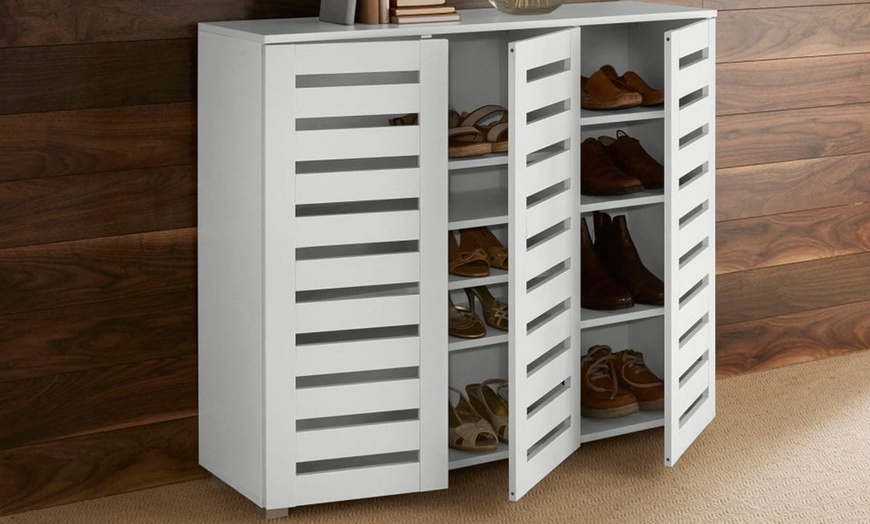 Image 14: Furniture Dealz Oslo 3 Door Shoe Storage Cabinet