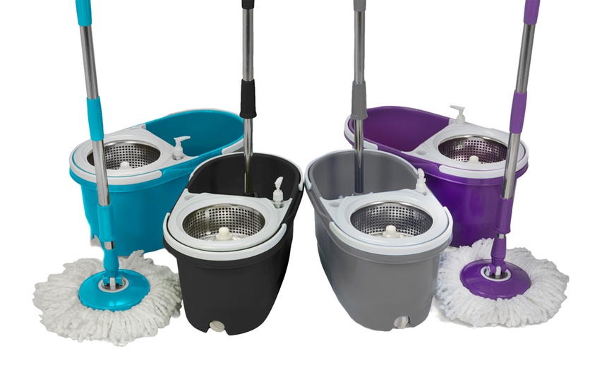 Image 1: Dual Spin Mop with Water Bucket