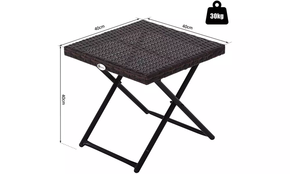 Outsunny Foldable Rattan-Effect Table