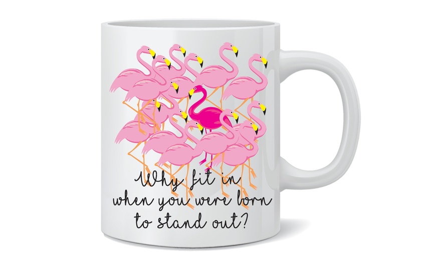 Image 7: One or Two Flamingo Print Mugs