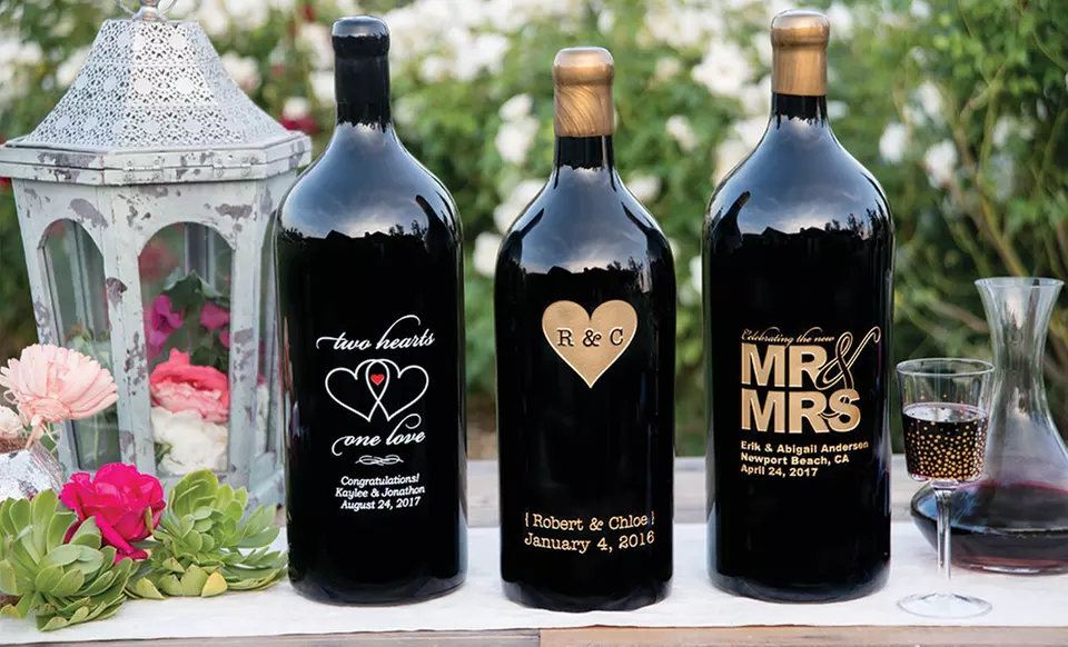 One or Two Personalized 1.5-Liter Wine Bottles from EtchedWine.com (Up to 64% Off) - Primary Image