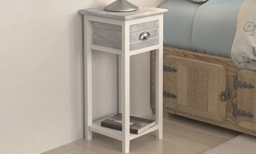 Image 1: Rustic-Style Bedside Cabinet